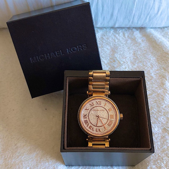 MICHAEL KORS ROSE GOLD DIAMOND FACE WATCH - Picture 1 of 10